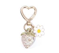 SJUIEO Lindo Llavero De Fresa Colgante De Flor Margarita Llavero Accesorios Decoración Niña Transparente