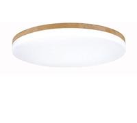 SJUN plafón Madera Salón Lámpara Redonda Plana Salón Proyección Madera Roble lámpara de Techo Dormitorio Vintage lámpara Techo luz de Habitaciones con lámpara LED, Weißes Licht, 50cm 40W