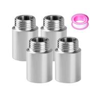 SJUNJIE 4 Piezas Prolongación de Grifo 1/2 Pulgada x 30mm Juego Acero Inoxidable Extensión de Grifo Accesorios con Cinta Selladora Adaptador para Grifos Estándar para Calefacción y Agua Potable