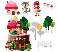 SJUNJIE Decoracion Tartas Cumpleaños 14 Piezas Decoración para Tartas Niña Caperucita Roja Adecuado para Decoración Tarta de Cumpleaños Infantiles Decoración de Cupcakes