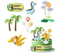 SJUNJIE Decoracion Tartas Cumpleaños 15 Piezas Dinosaurios Cake Toppers Decoración de Pastel de Cumpleaños de Niño para Suministros de Fiesta de Cumpleaño Decoracións Tarta de Bricolaje