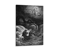 SJWINER Gustave Dore - Póster artístico en lienzo de La destrucción de Leviatán, pintura de diseño estético para sala de estar, dormitorio, 40 x 60 cm, estilo marco