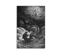 SJWINER Gustave Dore - Póster artístico en lienzo de La destrucción de Leviatán, pintura de diseño estético para sala de estar, dormitorio, 40 x 60 cm, estilo sin marco