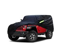 SjYsXm Funda para Coche Compatible con Jeep Wrangler 2 Puertas Convertible SUV JL JK TJ YJ 87-Ahora, Impermeable Exterior Cubierta de Coche Lona con Espejo Bolsillo y Bolsa de Almacenamiento, Negro
