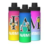 SJZUISL Botellas de Agua Personalizadas con Nombre, 500 ML Botella Deportiva de Acero Inoxidable, Taza de Agua Reutilizable, Regalo para Hijo, Hija, Nieto, Nieta, papá, mamá, Amigos, Escuela