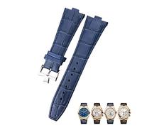 SJZZJSBX Correa de reloj con interfaz convexa de cuero genuino de 25 mm con grano de bambú negro, azul y marrón para el extranjero