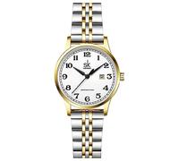 SK Relojes lassic Business para Mujer con Correa de Acero Inoxidable y Elegante Reloj con Calendario para Mujer (Silver-Gold)