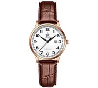 SK Relojes lassic Business para Mujer con Correa de Acero Inoxidable y Elegante Reloj con Calendario para Mujer (Rosegold-Brown)