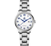 SK Relojes lassic Business para Mujer con Correa de Acero Inoxidable y Elegante Reloj con Calendario para Mujer(Arabic Number-Silver Steel Band)