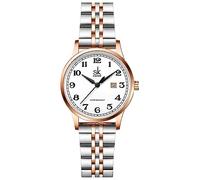 SK Relojes lassic Business para Mujer con Correa de Acero Inoxidable y Elegante Reloj con Calendario para Mujer (Silver-Rosegold)