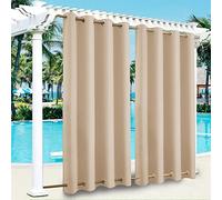 SK Studio Cortinas de Exterior, Cortina para Exteriores Impermeable con Anillos, Cortinas Exterior Terraza Adecuada para Balcones, Pérgolas y Terrazas 1 Pieza Beis 2, 132x305cm