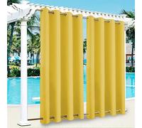 SK Studio Cortinas de Exterior, Cortina para Exteriores Impermeable con Anillos, Cortinas Exterior Terraza Adecuada para Balcones, Pérgolas y Terrazas 2 Piezas Amarillo, 132x244cm