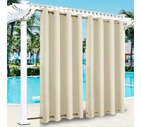 SK Studio Cortinas de Exterior, Cortina para Exteriores Impermeable con Anillos, Cortinas Exterior Terraza Adecuada para Balcones, Pérgolas y Terrazas 1 Pieza Beige, 254x213cm