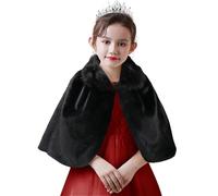 SK Studio Niñas Princesa Piel Sintética Capa Chal de Piel Sintética Chaquetilla niña de flores para Vestido Fiesta Abrigo Invierno, Negro