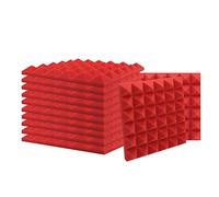 SK Studio Paquete de 12 Insonorizacion Pirámide Espuma Absorcion Aislamiento Acustica Paneles Tratamiento 30x30x2.5cm, rojo