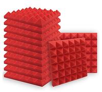 SK Studio Paquete de 12 Insonorizacion Pirámide Espuma Absorcion Aislamiento Acustica Paneles Tratamiento 50x50x5cm, rojo