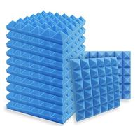 SK Studio Paquete de 12 Insonorizacion Pirámide Espuma Absorcion Aislamiento Acustica Paneles Tratamiento 50x50x5cm, Azul