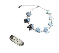 Sk-zoo - 2 anillos y pulseras de aleación 'STAY' ajustables Bbokari Han Quokka Wolf Chan Stray-kids Fan Bracelet, Acero aleado, No es una piedra preciosa