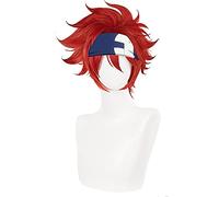 SK8 The Infinity Reki Kyan Cosplay Peluca Diadema Diadema SK8 Cosplay Rojo Corto Hombres Pelucas con Flequillo Resistente al Calor Peluca Sintética