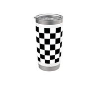 Ska-música diseño cuadros negro blanco ajedrez patrón Vaso térmico de acero inoxidable de doble pared
