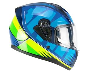 SKA-P Casco Full Face 3MHG Speeder Sport Azul Amarillo flúor, XXL (61 cm)