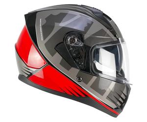 SKA-P Casco Full Face 3MHG Speeder Sport Gris Rojo, M (57-58 cm)