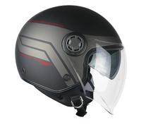 SKA-P Casco Open Face, 1SHG Zen City Negro Rojo Mate, XXL (61 cm)