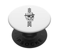 Ska Skull con Fedora Checker Stripe PopSockets PopGrip Adhesivo