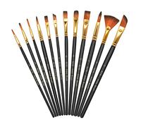 Skaaisont 12 Pinceles Nylon Art Pinceles Fino, de Punta Lisa,Cuerpo del bolígrafo de Madera Adecuado para Pinturas acrílicas, Acuarelas, aceites, gouaches