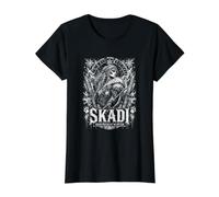 Skadi, Cazadora del Invierno, Diosa vikinga nórdica Camiseta gráfica económica, Mujer, Negro, S
