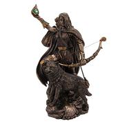 Skadi - Figura decorativa de guerrero con arco y flecha y lobo de resina