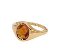 Skagen Anillo para mujer, Sea Glass Honey Glass Center Focal Anillo, Dorado, 8, Tono dorado anaranjado