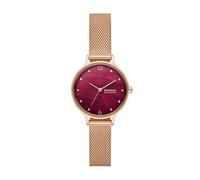 Skagen Anita Lille Reloj para Mujer, Movimiento de Cuarzo con Correa de Acero o Piel, 30MM, Rojo Vino