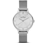 Skagen Anita Lille Reloj para Mujer, Movimiento de Cuarzo con Correa de Acero o Piel, 30MM, Tono Plata y Blanco