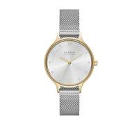 Skagen Anita Lille Reloj para Mujer, Movimiento de Cuarzo con Correa de Acero o Piel, 30MM, Tono Plateado y Tono Dorado