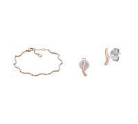 Skagen Collar y Pendientes Mujer Essential Waves, acero Inoxidable tono oro rosa, Set