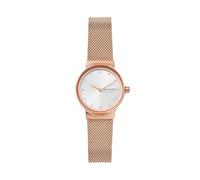 Skagen Freja reloj para mujer, movimiento de cuarzo con correa de acero o piel, Tono oro rosa y blanco, 26MM