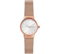 Skagen Freja reloj para mujer, movimiento de cuarzo con correa de acero o piel, Tono oro rosa y blanco, 26MM