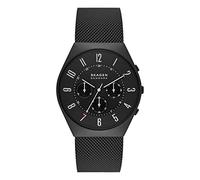 Skagen Grenen reloj para hombre, movimiento cronógrafo con correa de acero o piel, Negro, 42MM