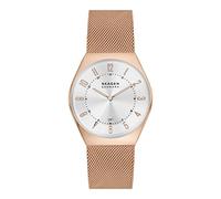 Skagen Grenen reloj para hombre, movimiento de cuarzo con correa de acero o piel, Tono oro rosa, 37MM