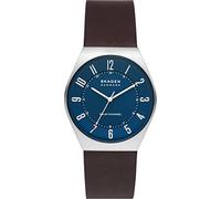 Skagen Grenen reloj para hombre, movimiento solar con correa de acero o piel, Marrón oscuro y Azul, 37MM