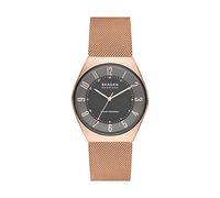 Skagen Grenen reloj para hombre, movimiento solar con correa de acero o piel, Tono oro rosa y gris, 37MM