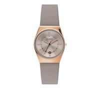 Skagen Grenen reloj para mujer, movimiento de cuarzo con correa de acero o piel, Beige y tono oro rosa, 26MM