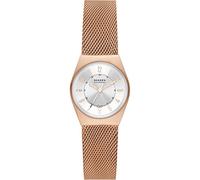 Skagen Grenen reloj para mujer, movimiento de cuarzo con correa de acero o piel, Tono oro rosa y blanco, 26MM
