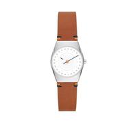 Skagen Grenen reloj para mujer, movimiento Solar con correa de acero o piel, Marrón y blanco, 26MM
