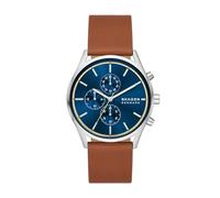 Skagen Holst reloj para hombre, Movimiento cronógrafo con correa de acero o piel, Marón y Azul, 42MM