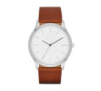 Skagen Jorn reloj para hombre, movimiento de cuarzo con correa de acero o piel, Marrón y blanco, 41MM
