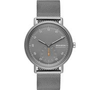 Skagen Kuppel Reloj para Hombre, Movimiento cronógrafo de Cuarzo con Correa de Acero Inoxidable o Piel, Gris, 44MM