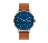 Skagen Kuppel Reloj para Hombre, Movimiento cronógrafo de Cuarzo con Correa de Acero Inoxidable o Piel, Marrón y Azul, 44MM