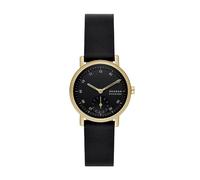 Skagen Kuppel reloj para mujer, movimiento de cuarzo con correa de acero o piel, Negro y tono dorado, 32MM